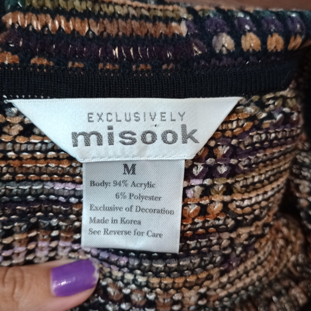Exclusively Misook Button Front Multicolored Swea… - image 4
